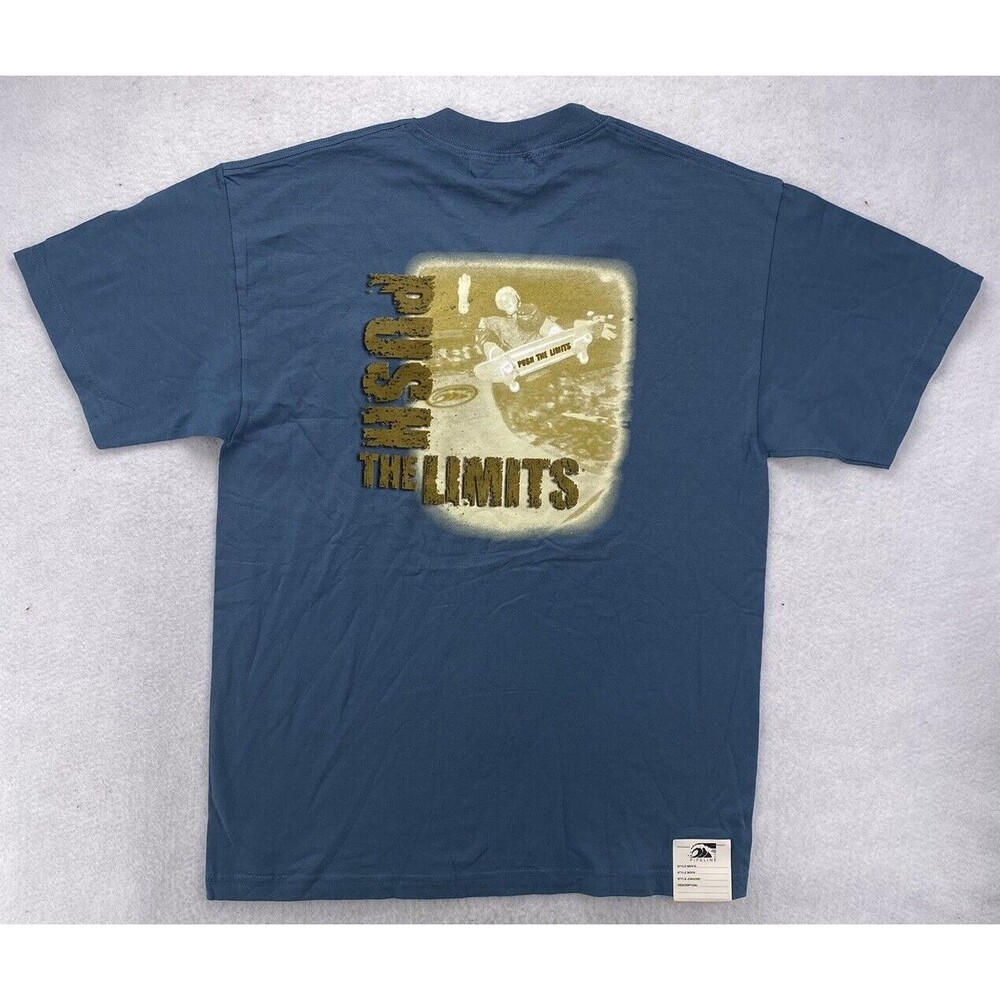 Vintage Pipeline USA Skate T Shirt Large NWT Blue Push The Limits Graphic Y2K